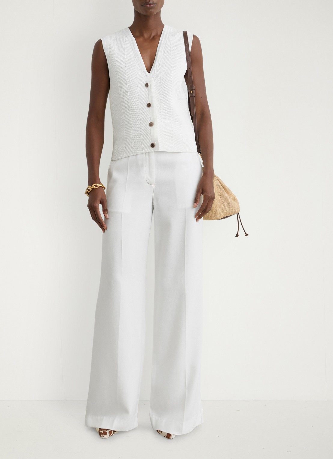 Reiss Ria gilet met structuur - voorkant 5 wit