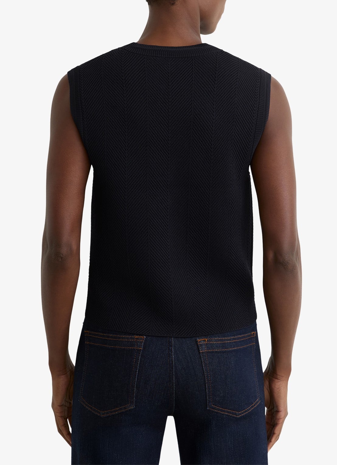 Reiss Ria gilet met structuur - achterkant donkerblauw