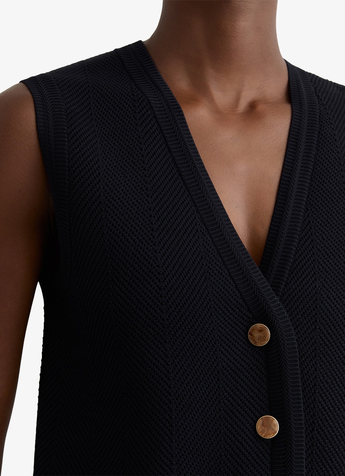 Reiss Ria gilet met structuur - detail 5 donkerblauw