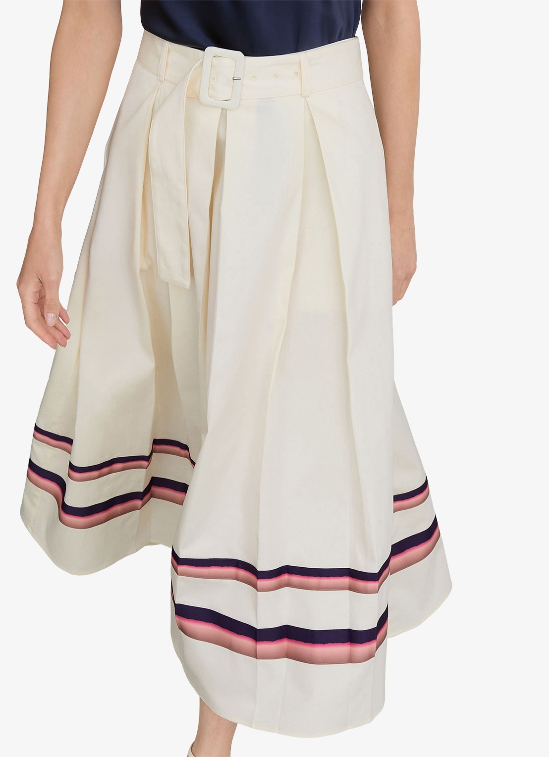 Reiss Rian midi rok met ceintuur en steekzakken - detail 2 creme