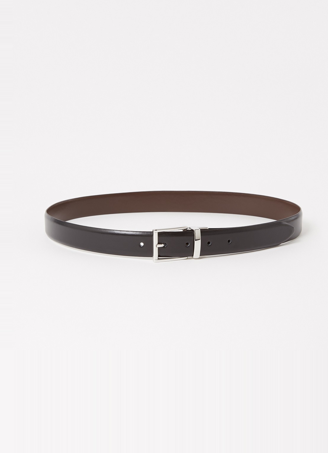 Reiss Ricky reversible riem van leer - voorkant donkerbruin