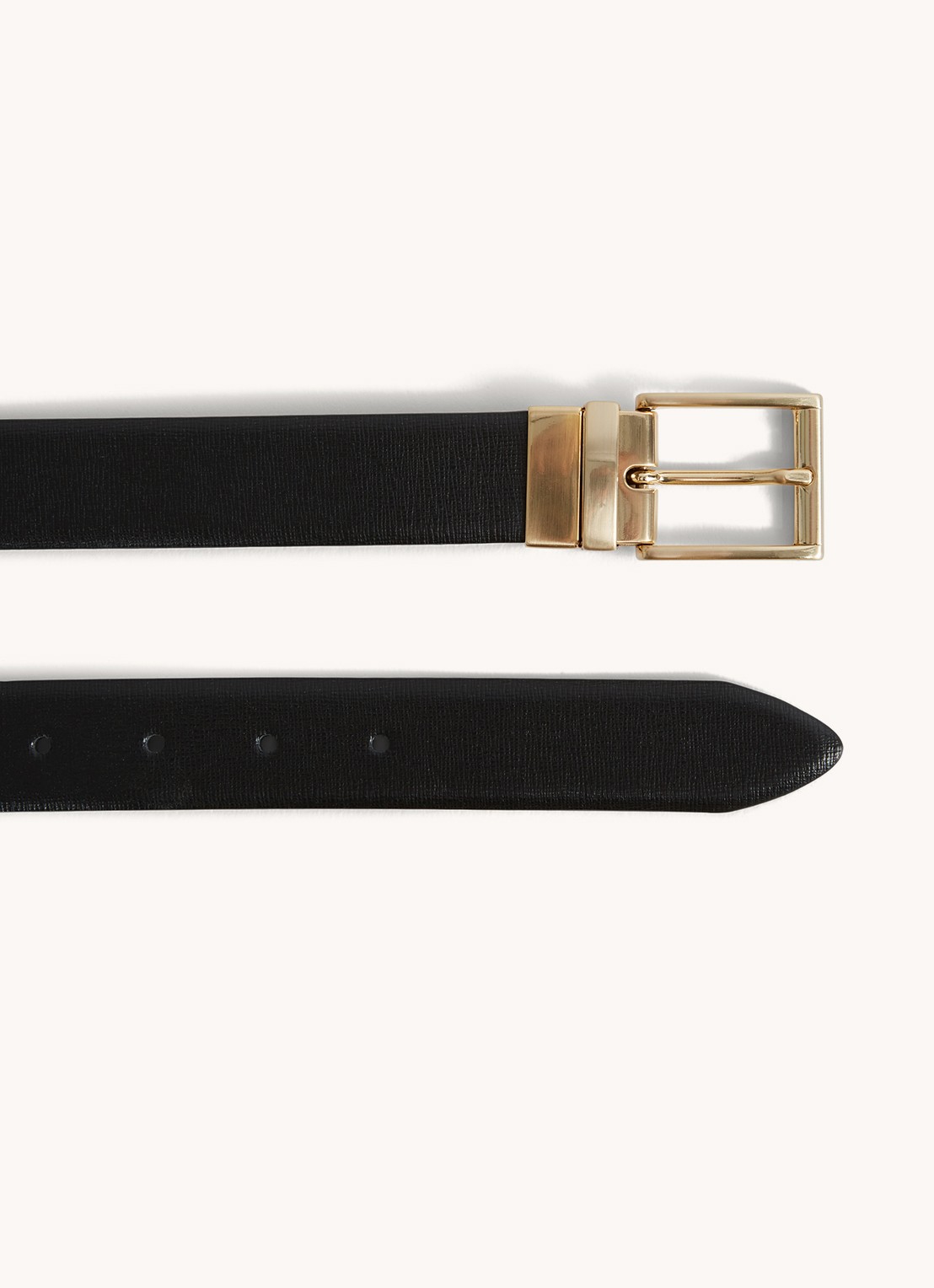 Reiss Ricky reversible riem van leer - detail 3 black / zwart