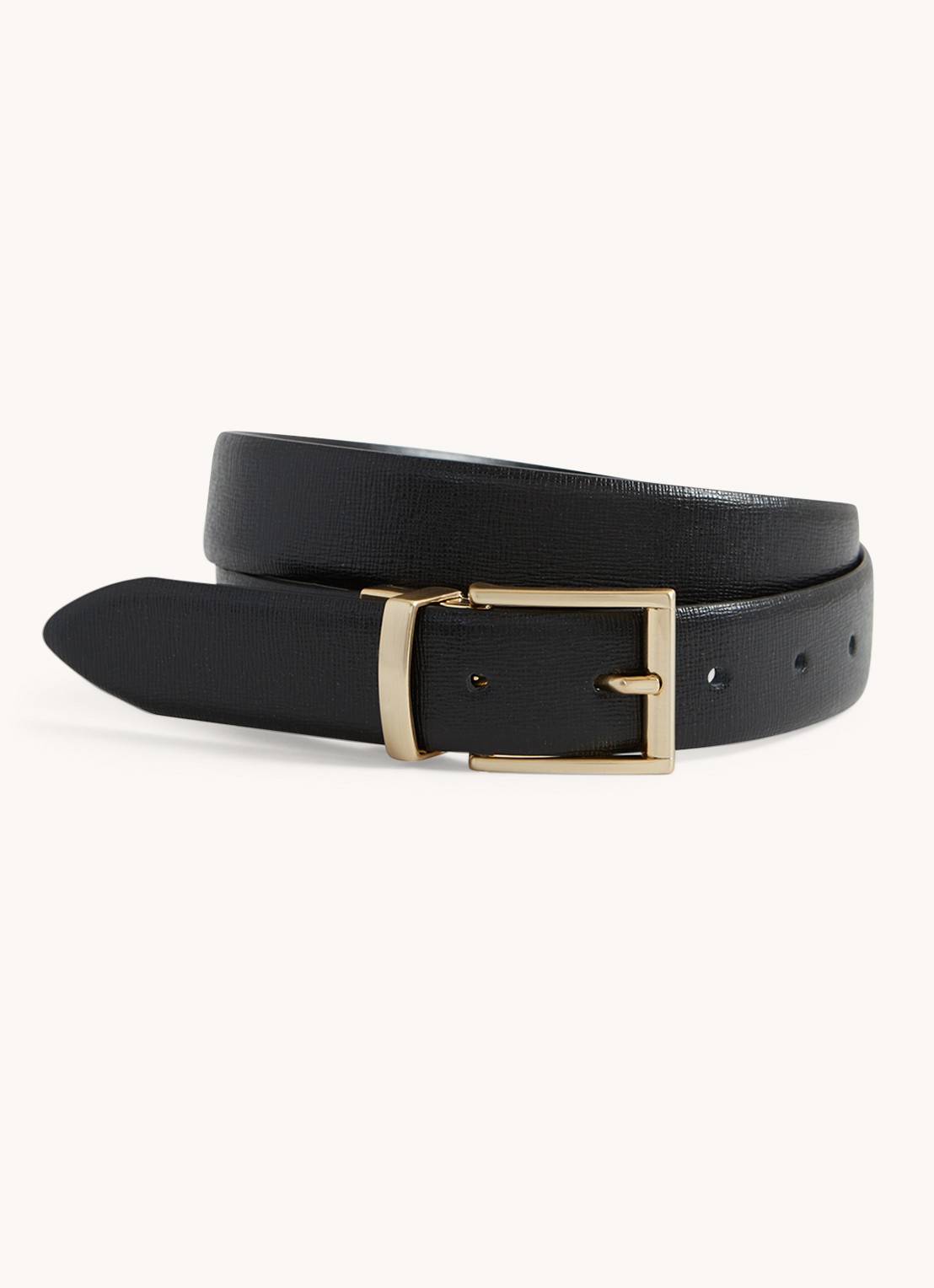 Reiss Ricky reversible riem van leer - detail 4 black / zwart