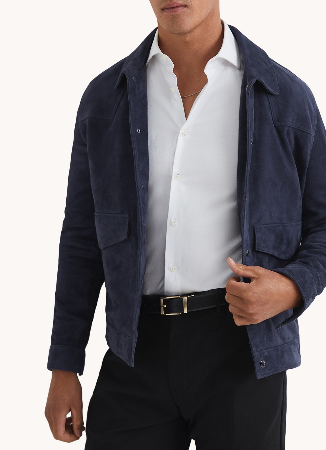 Reiss Ricky reversible riem van leer - voorkant 2 black / zwart