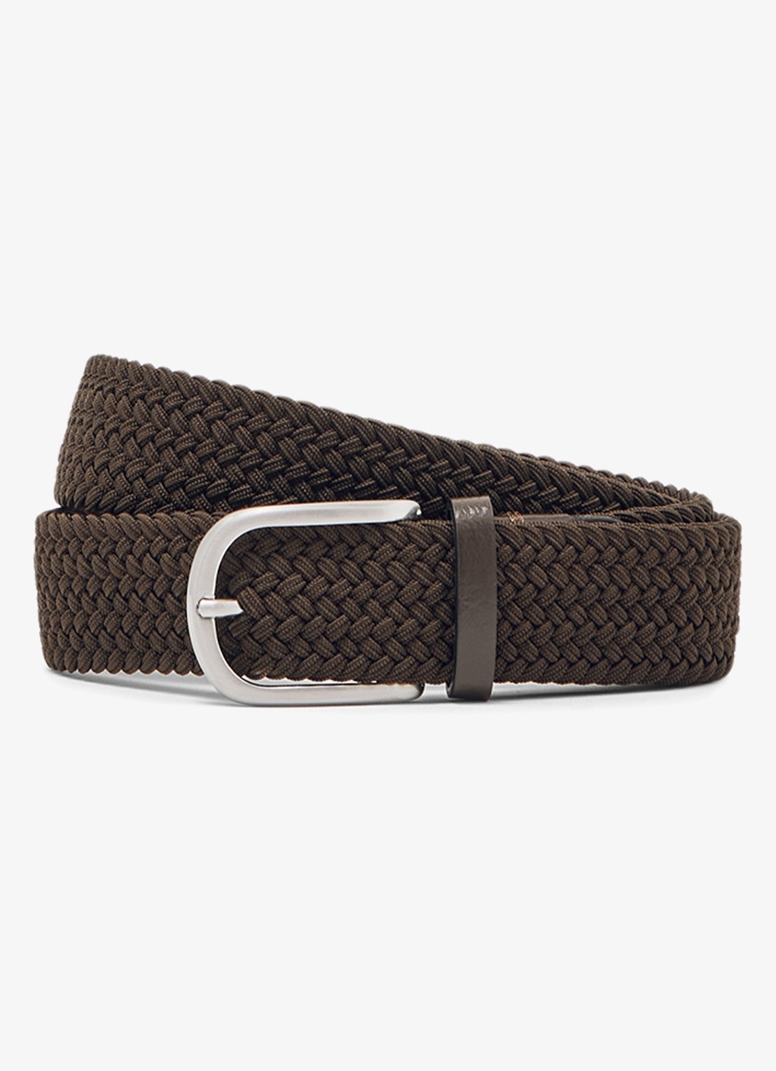 Reiss Riem met leren detail - voorkant 3 donkerbruin