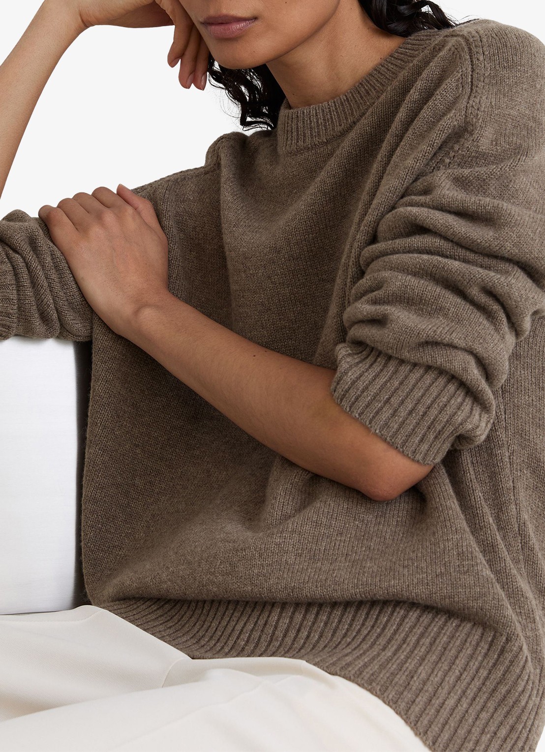Reiss RILEY fijngebreide trui in kasjmierblend  - detail 2 beige
