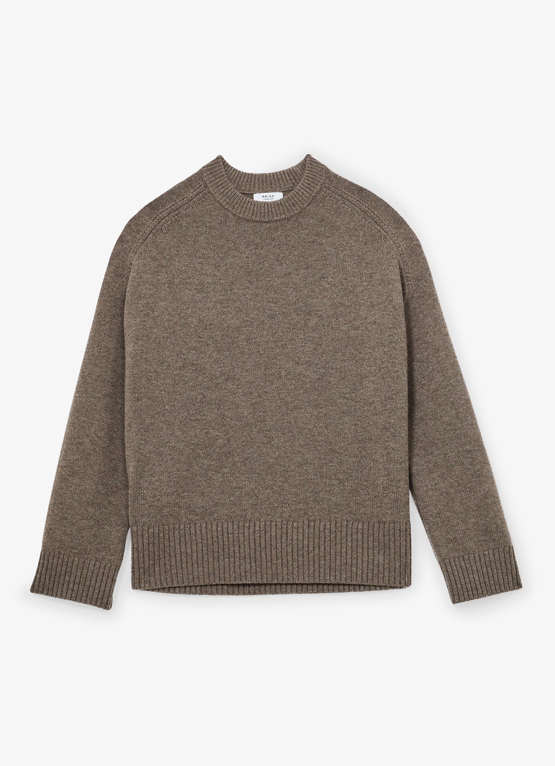 Reiss RILEY fijngebreide trui in kasjmierblend  - voorkant 5 beige