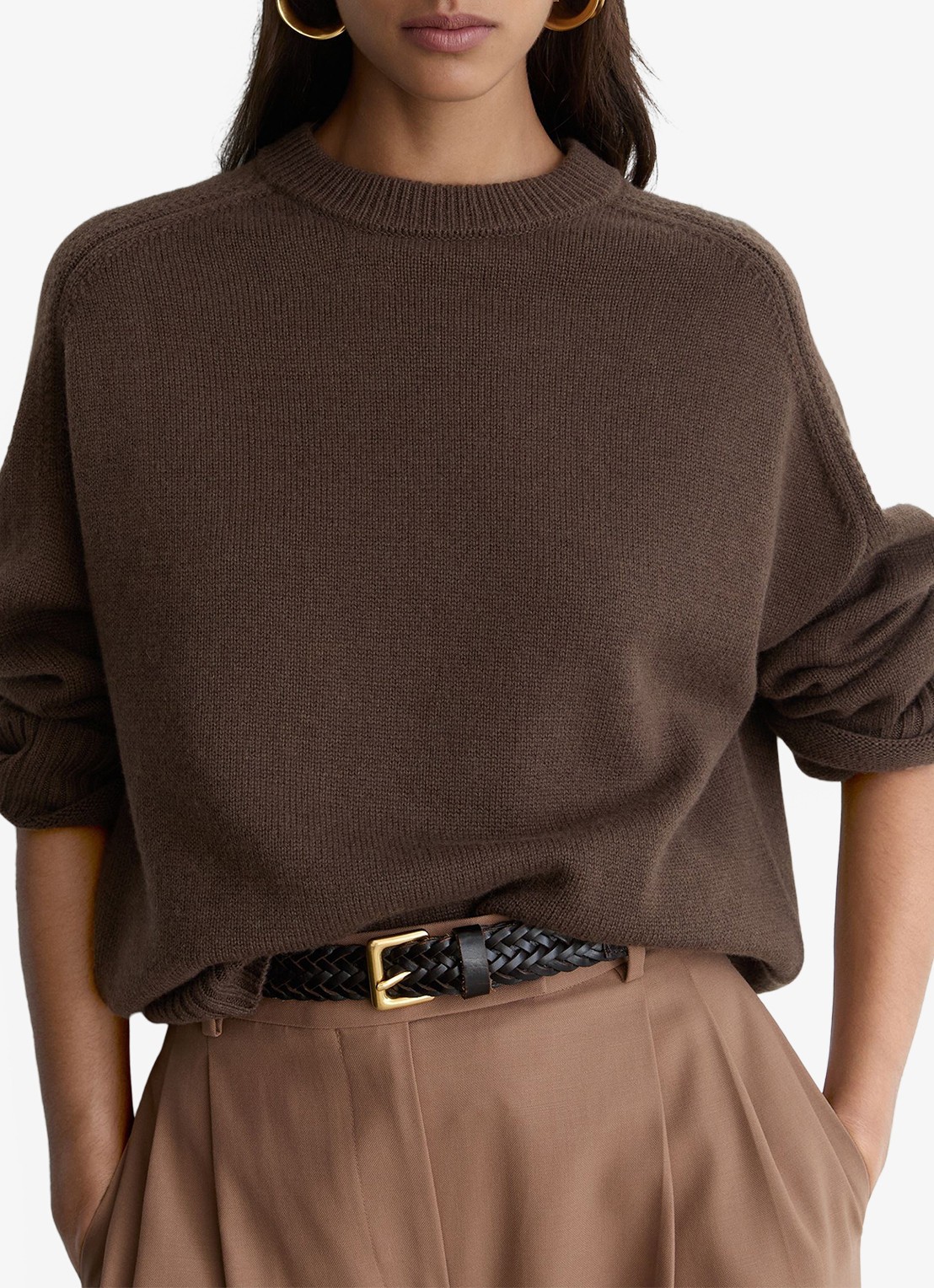 Reiss RILEY fijngebreide trui in kasjmierblend  - detail 3 bruin