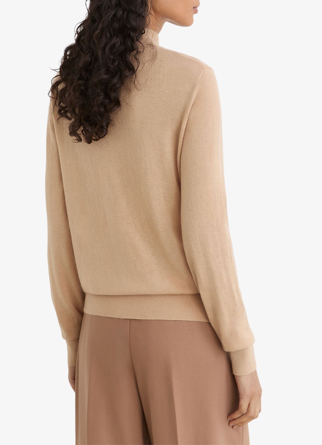 Reiss Rina fijngebreide trui van merino wol - detail 3 camel