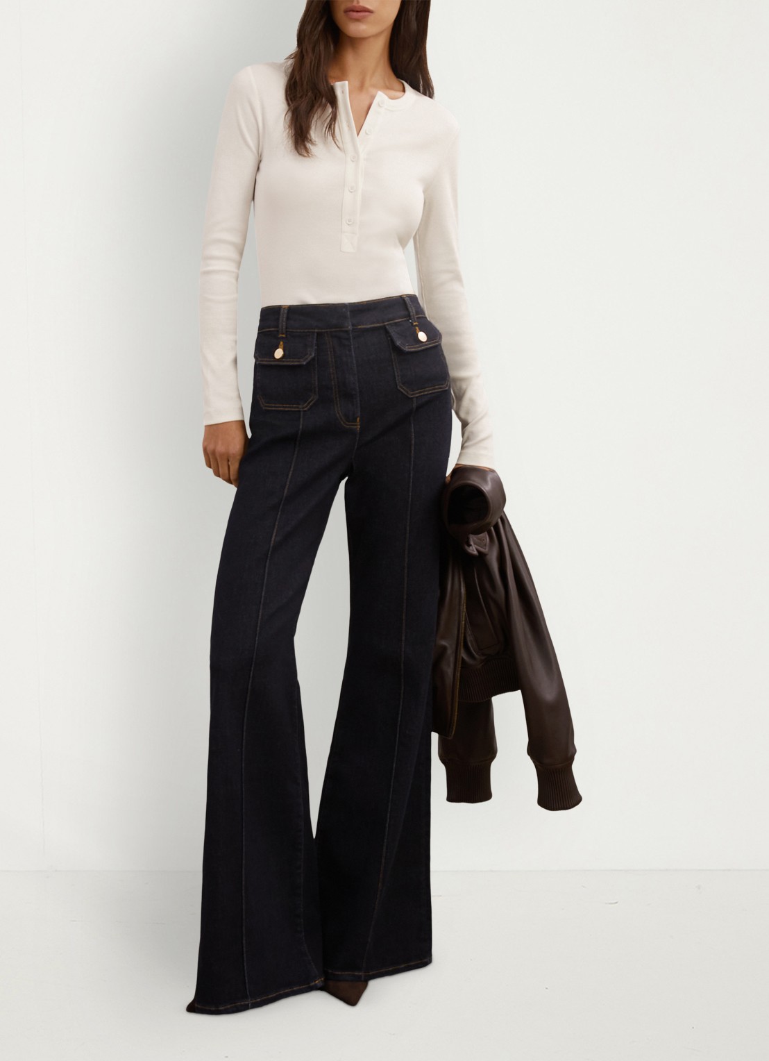 Reiss Rina ribgebreide long sleeve - voorkant 2 wit