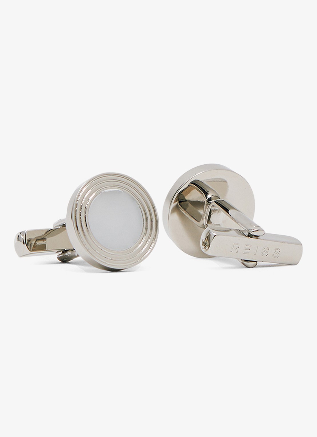 Reiss Ripley manchetknopen met logo - detail zilver