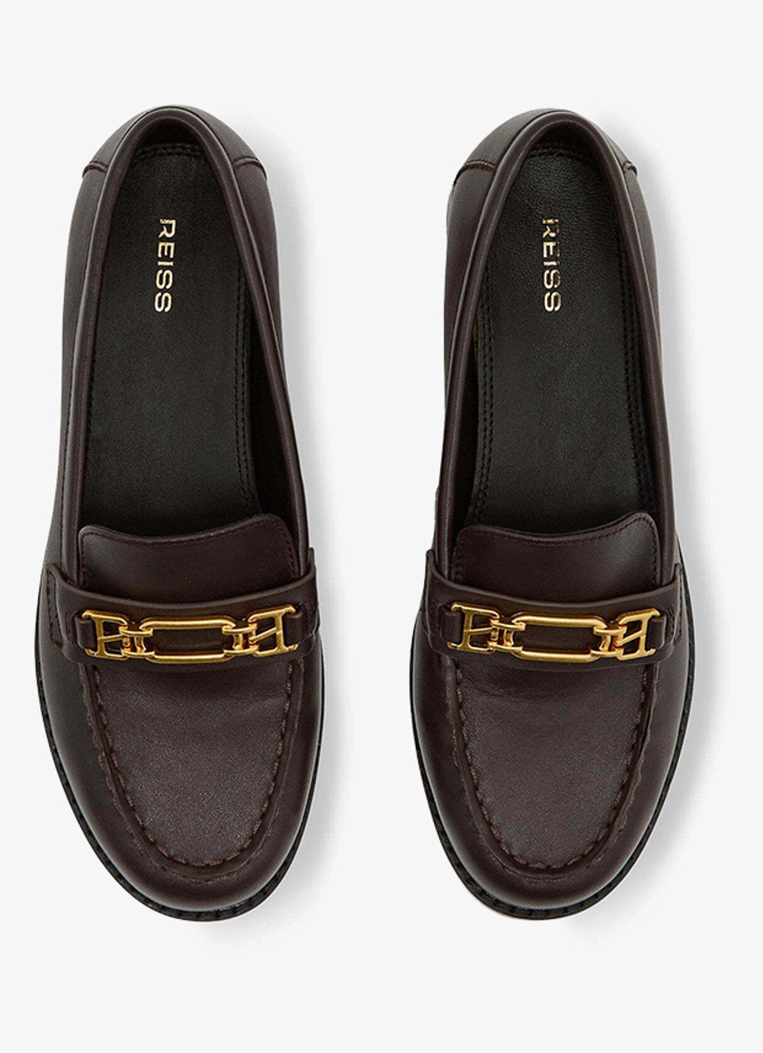 Reiss Rita loafer van suède - detail 2 chocoladebruin