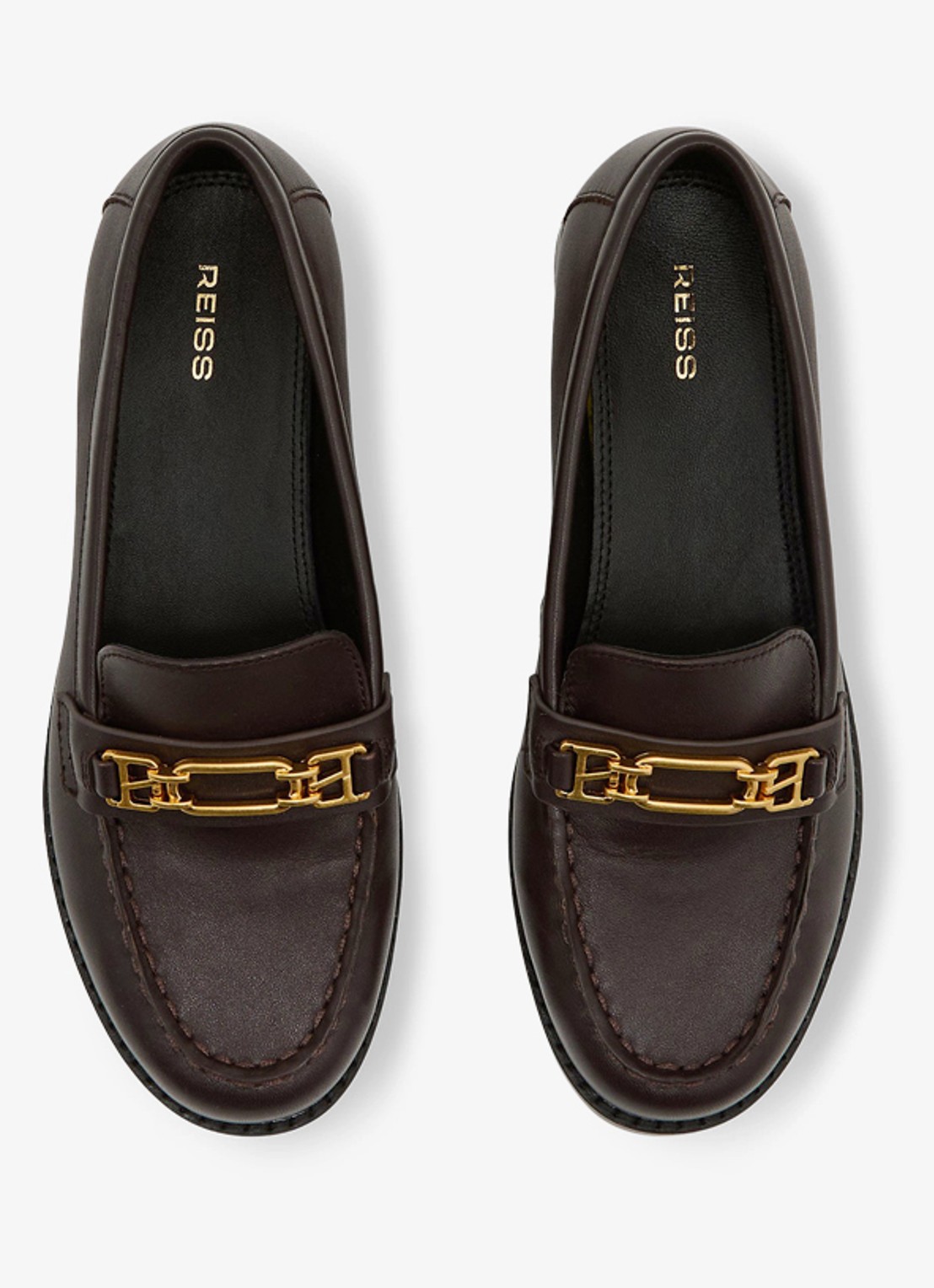 Reiss Rita loafer van suède - detail 2 chocoladebruin
