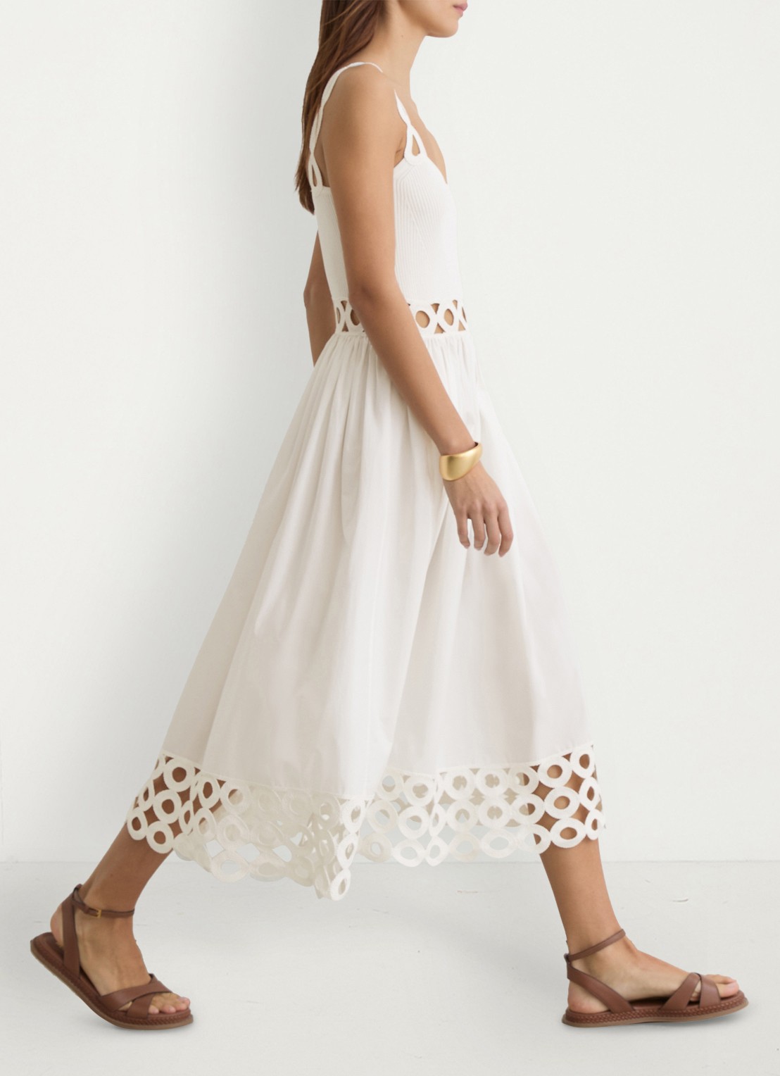 Reiss Rite ribgebreide midi jurk met cut-out detail - detail 6 wit