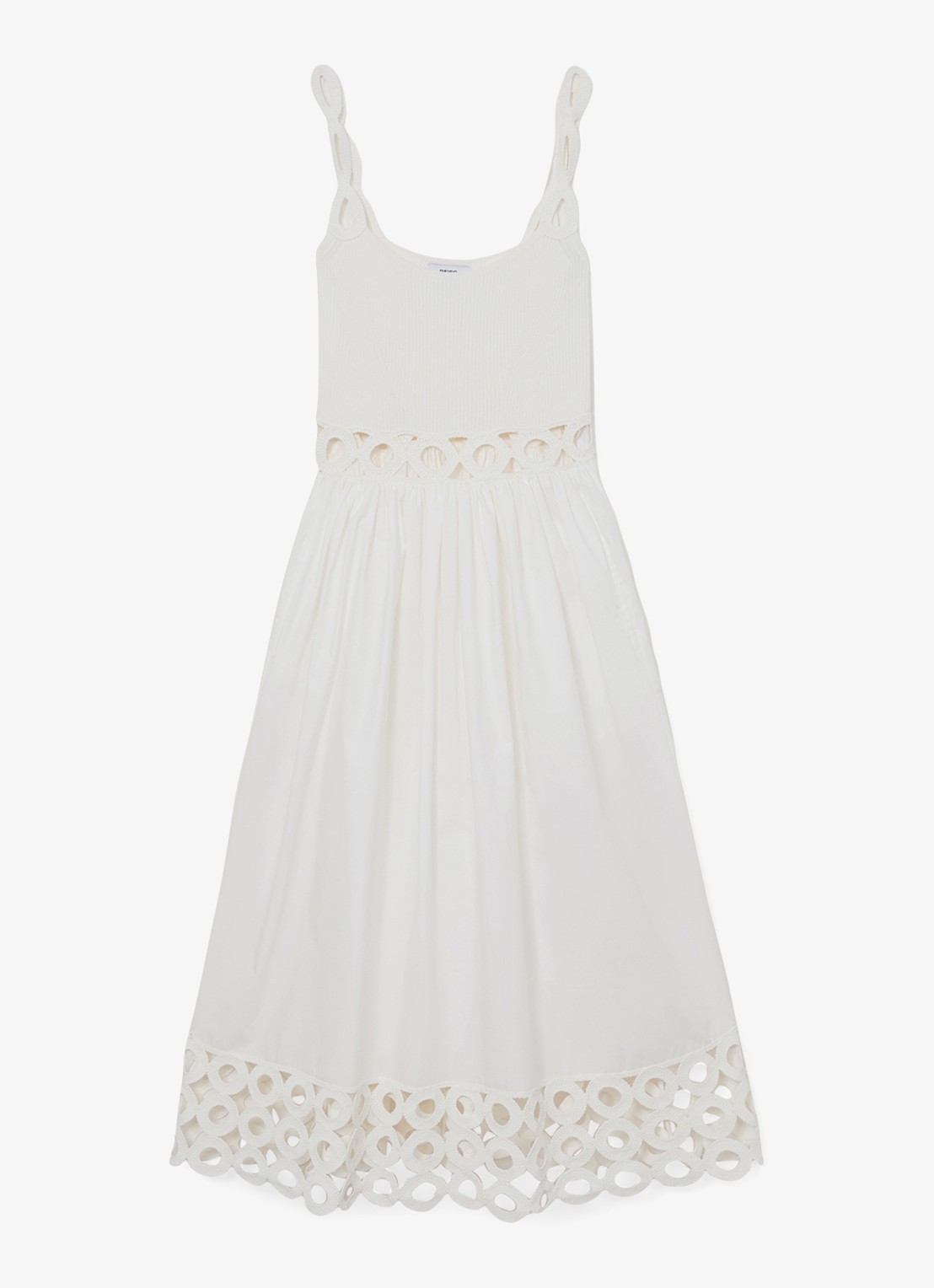 Reiss Rite ribgebreide midi jurk met cut-out detail - voorkant 2 wit