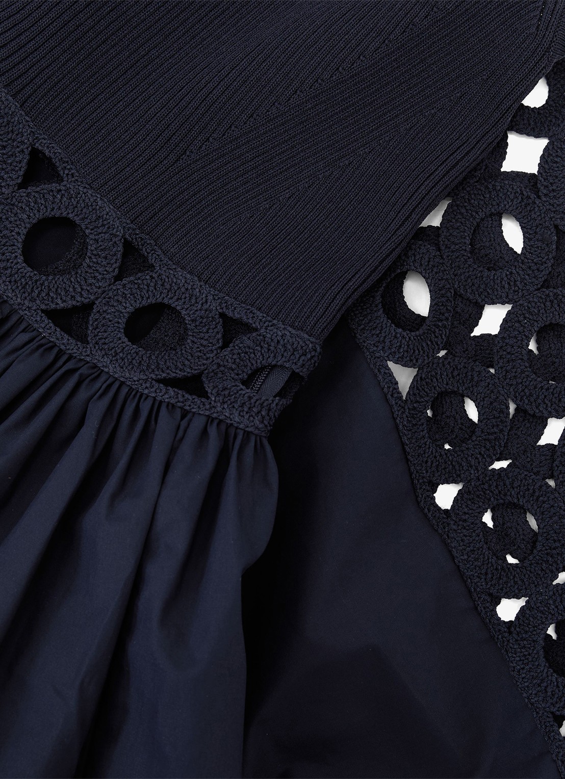 Reiss Rite ribgebreide midi jurk met cut-out detail - detail 5 donkerblauw