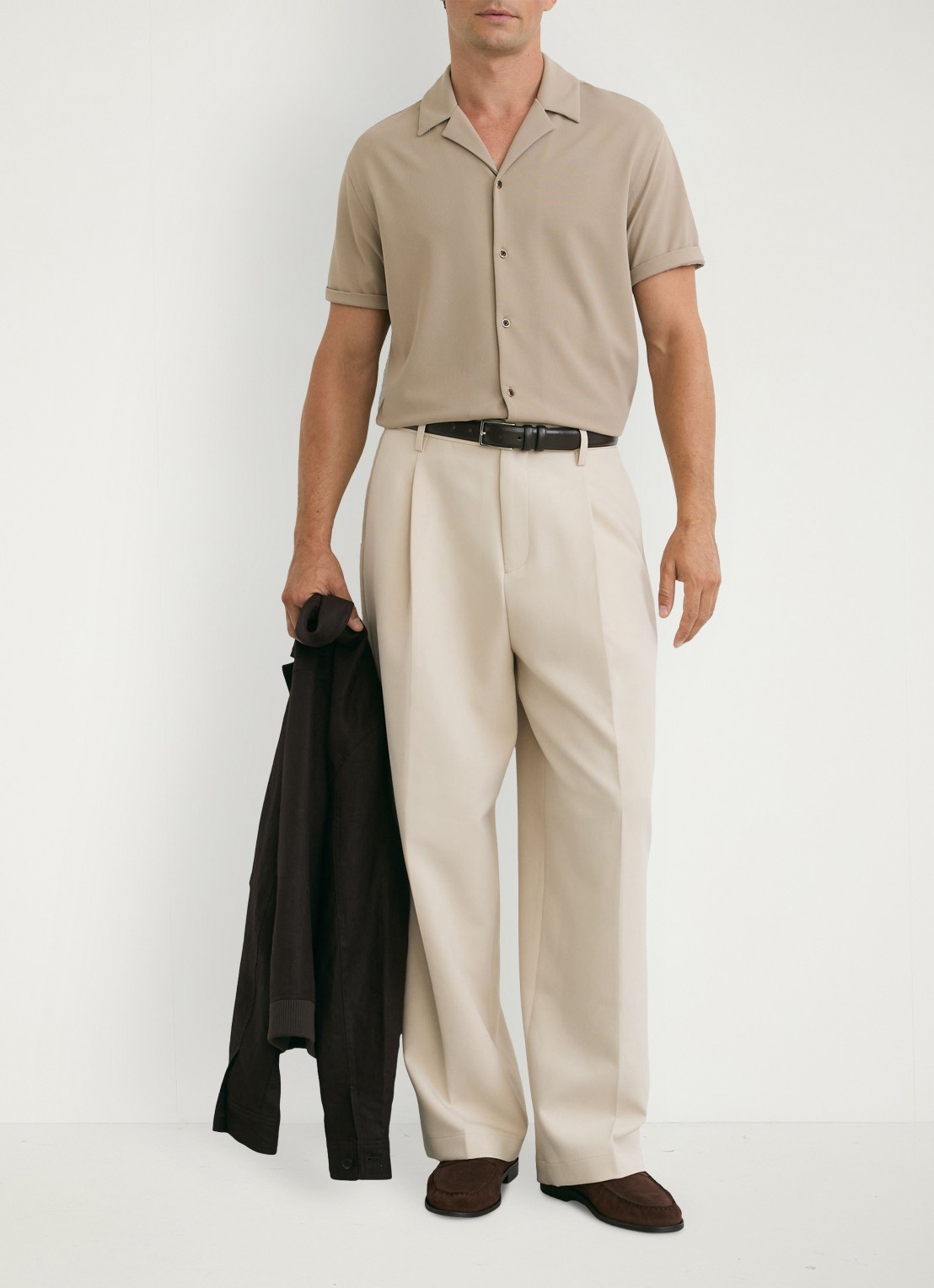 Reiss River regular fit overhemd met structuur - voorkant 5 beige