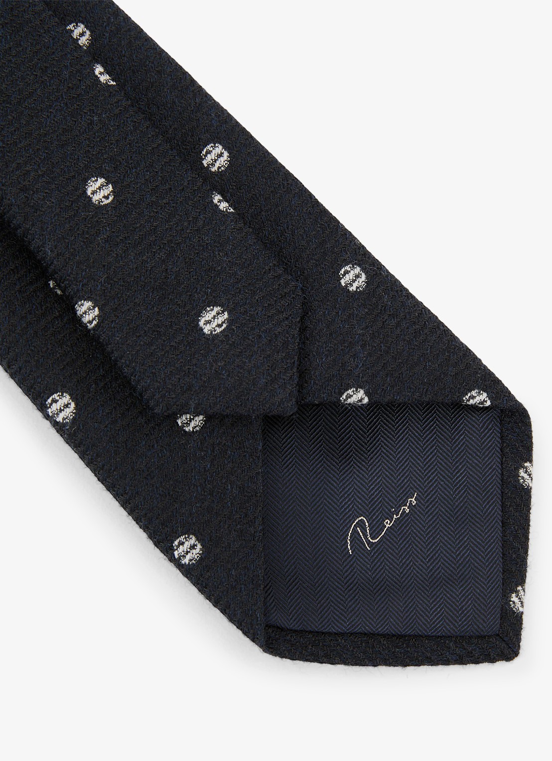 Reiss Rocco stropdas in wolblend - detail 4 navy / blauw