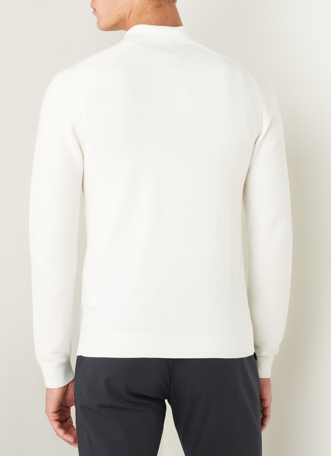 Reiss Roman fijngebreide pullover met halve rits - achterkant 4 gebroken wit