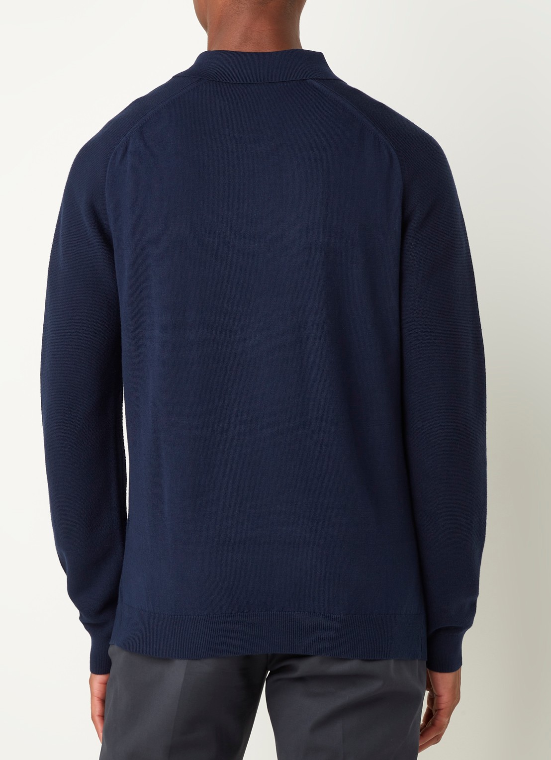 Reiss Roman fijngebreide pullover met halve rits - achterkant 4 donkerblauw