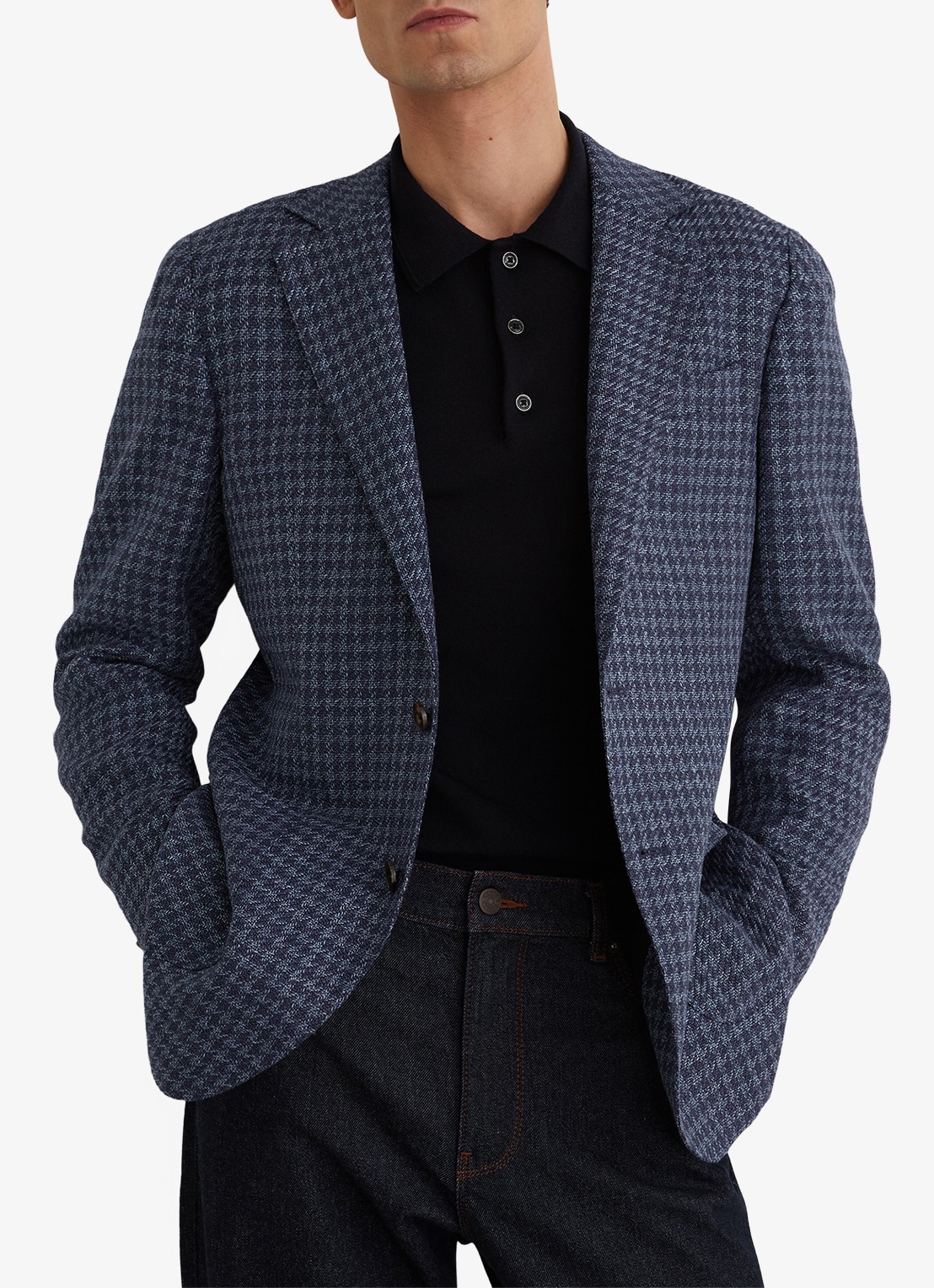 Reiss Romana regular fit colbert in wolblend - detail 4 navy / blauw