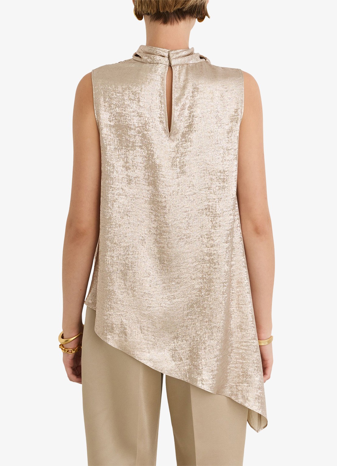 Reiss Romee mouwloze top met drapering  - achterkant goud