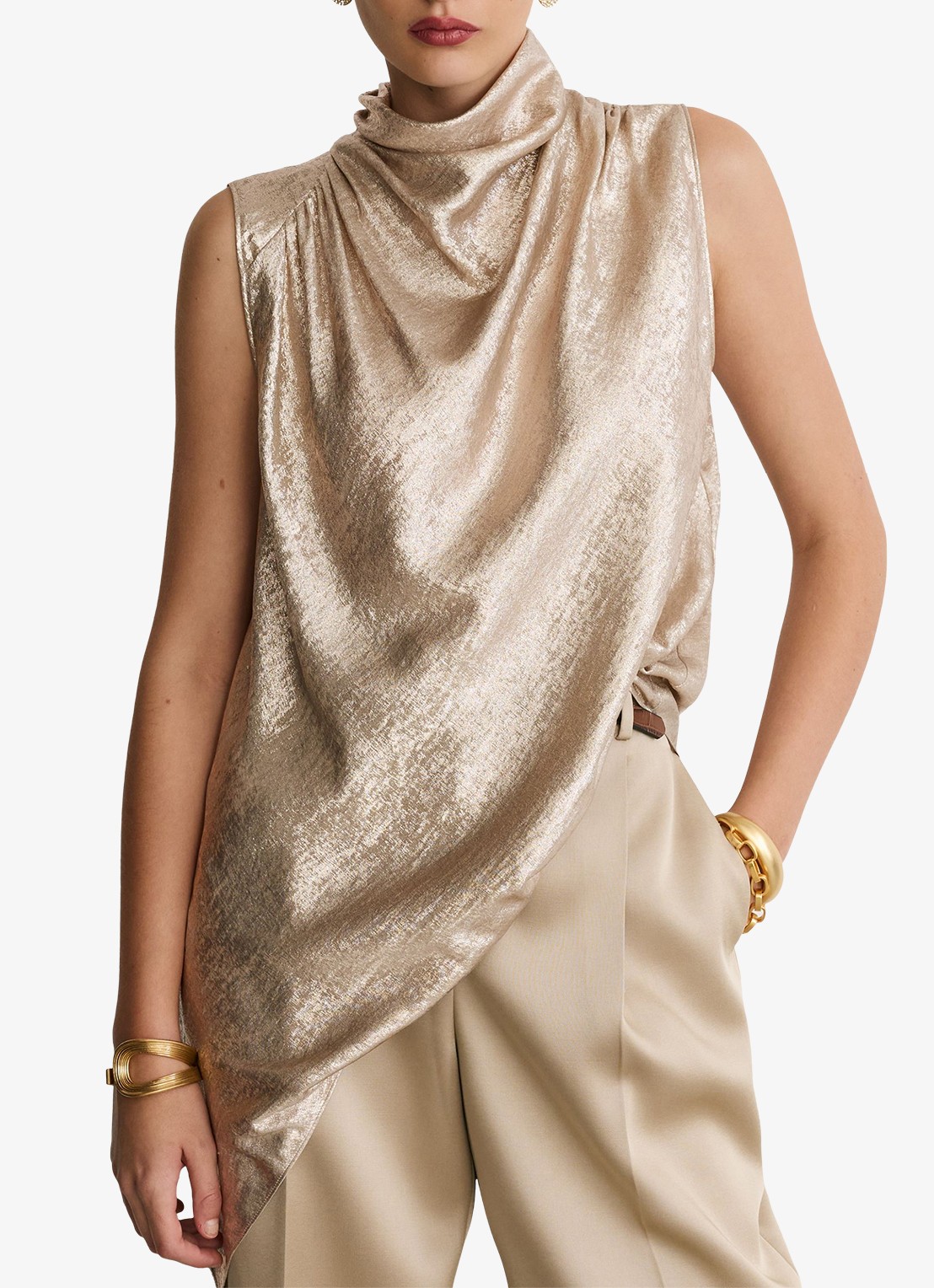 Reiss Romee mouwloze top met drapering  - detail 2 goud