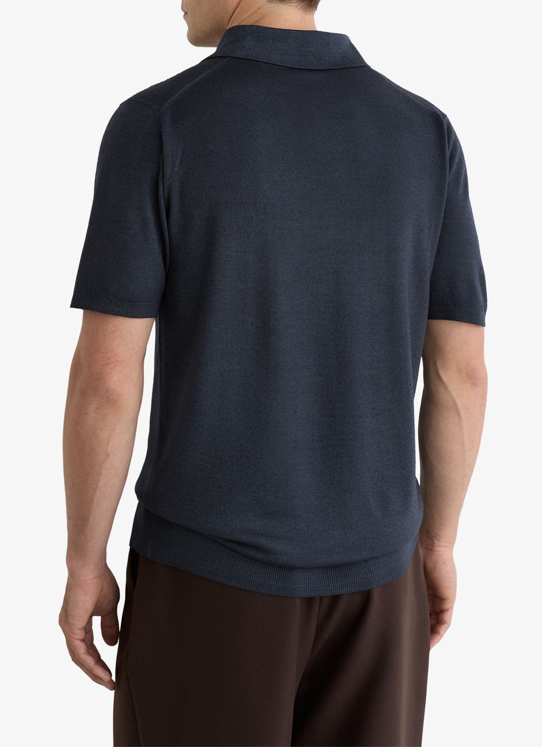Reiss Rook regular fit polo met structuur - achterkant 6 navy / blauw