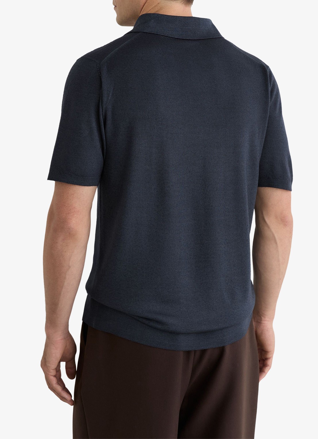 Reiss Rook regular fit polo met structuur - achterkant 4 navy / blauw