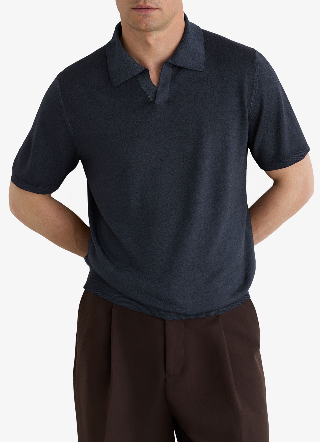 Reiss Rook regular fit polo met structuur - detail navy / blauw