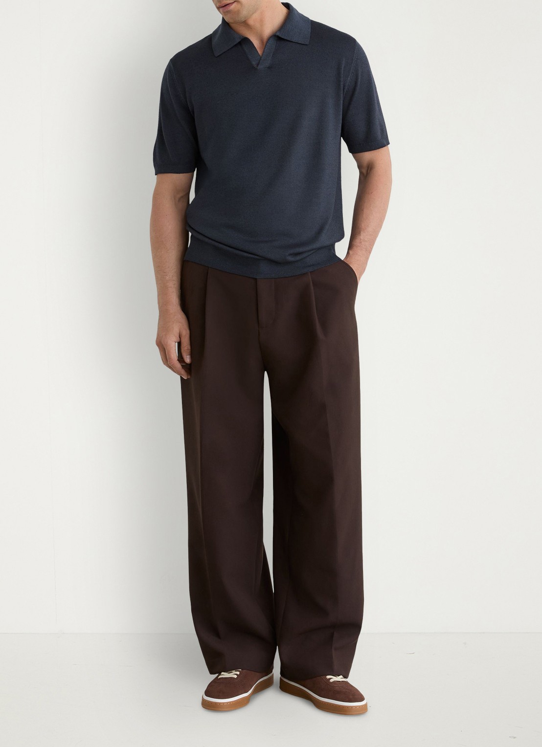 Reiss Rook regular fit polo met structuur - voorkant 2 navy / blauw