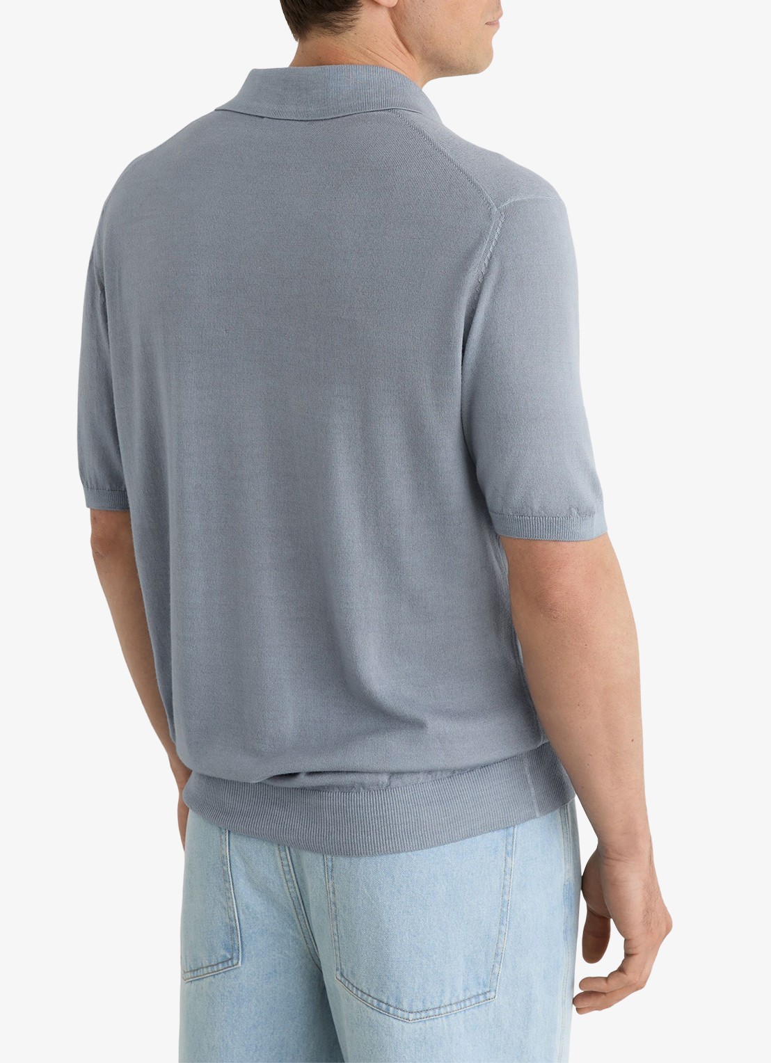 Reiss Rook regular fit polo met structuur - achterkant 2 soft blue / lichtblauw