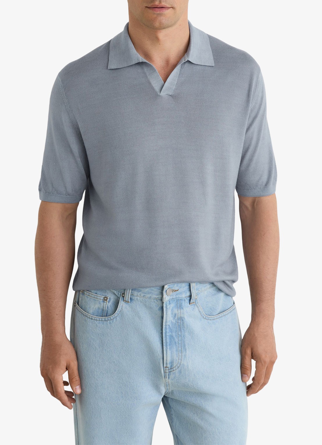 Reiss Rook regular fit polo met structuur - detail 2 soft blue / lichtblauw