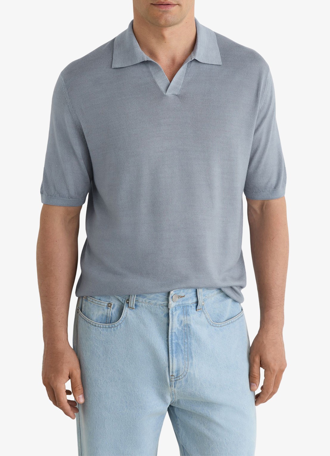 Reiss Rook regular fit polo met structuur - detail 3 soft blue / lichtblauw