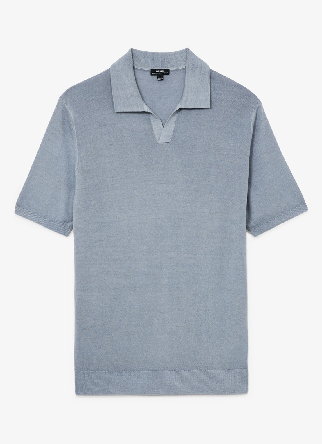 Reiss Rook regular fit polo met structuur - voorkant 6 soft blue / lichtblauw