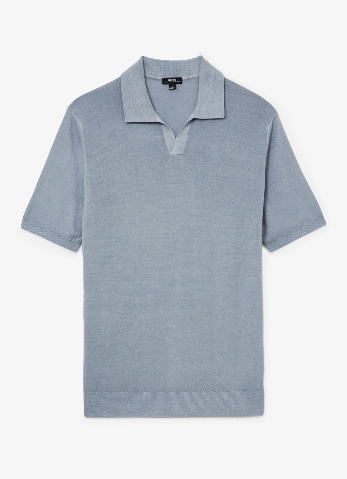 Reiss Rook regular fit polo met structuur - voorkant soft blue / lichtblauw