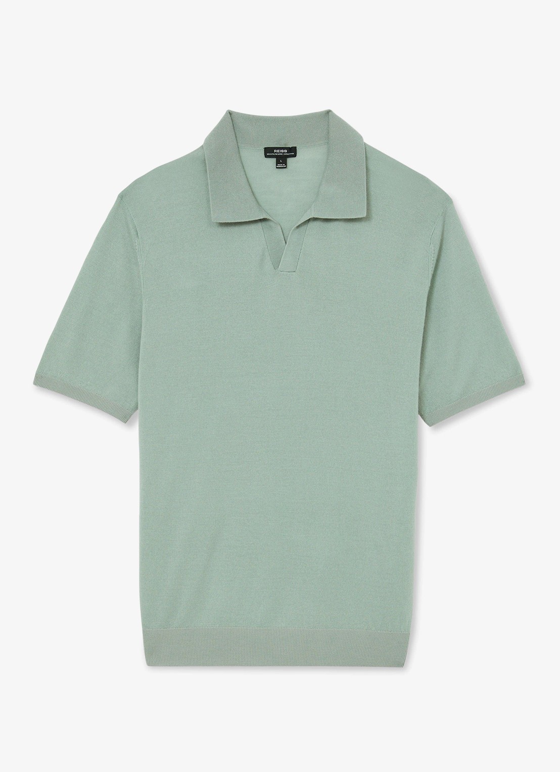 Reiss Rook regular fit polo met structuur - voorkant soft sage green / lichtgroen