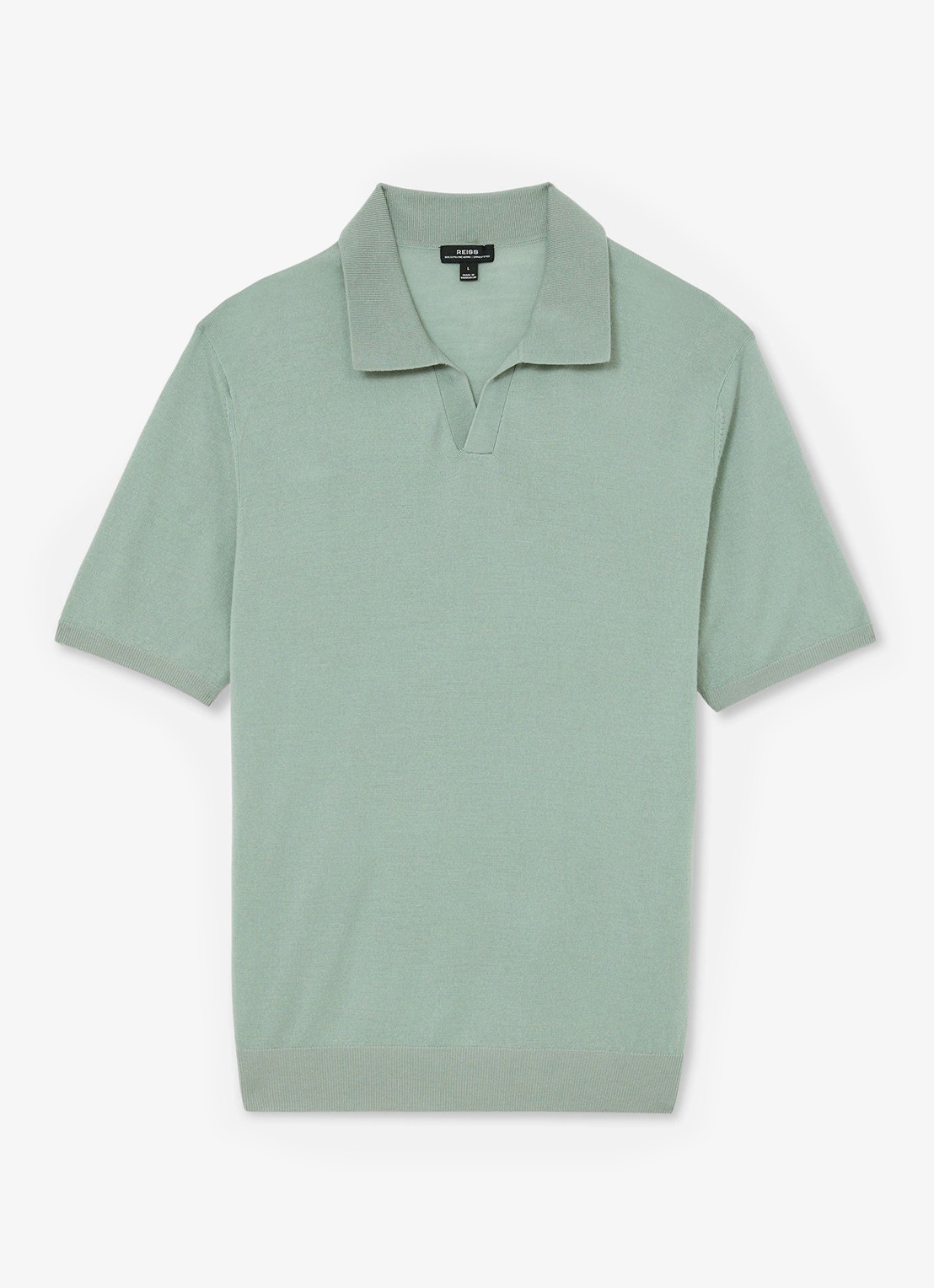 Reiss Rook regular fit polo met structuur - voorkant soft sage green / lichtgroen