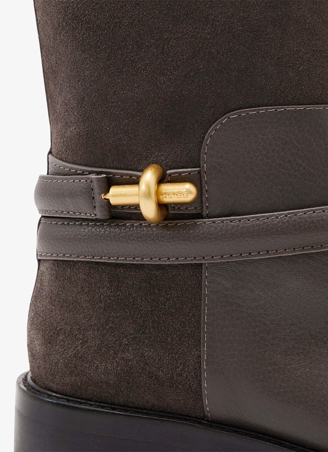 Reiss Rosalee enkellaars met gesp detail - detail 3 donkerbruin