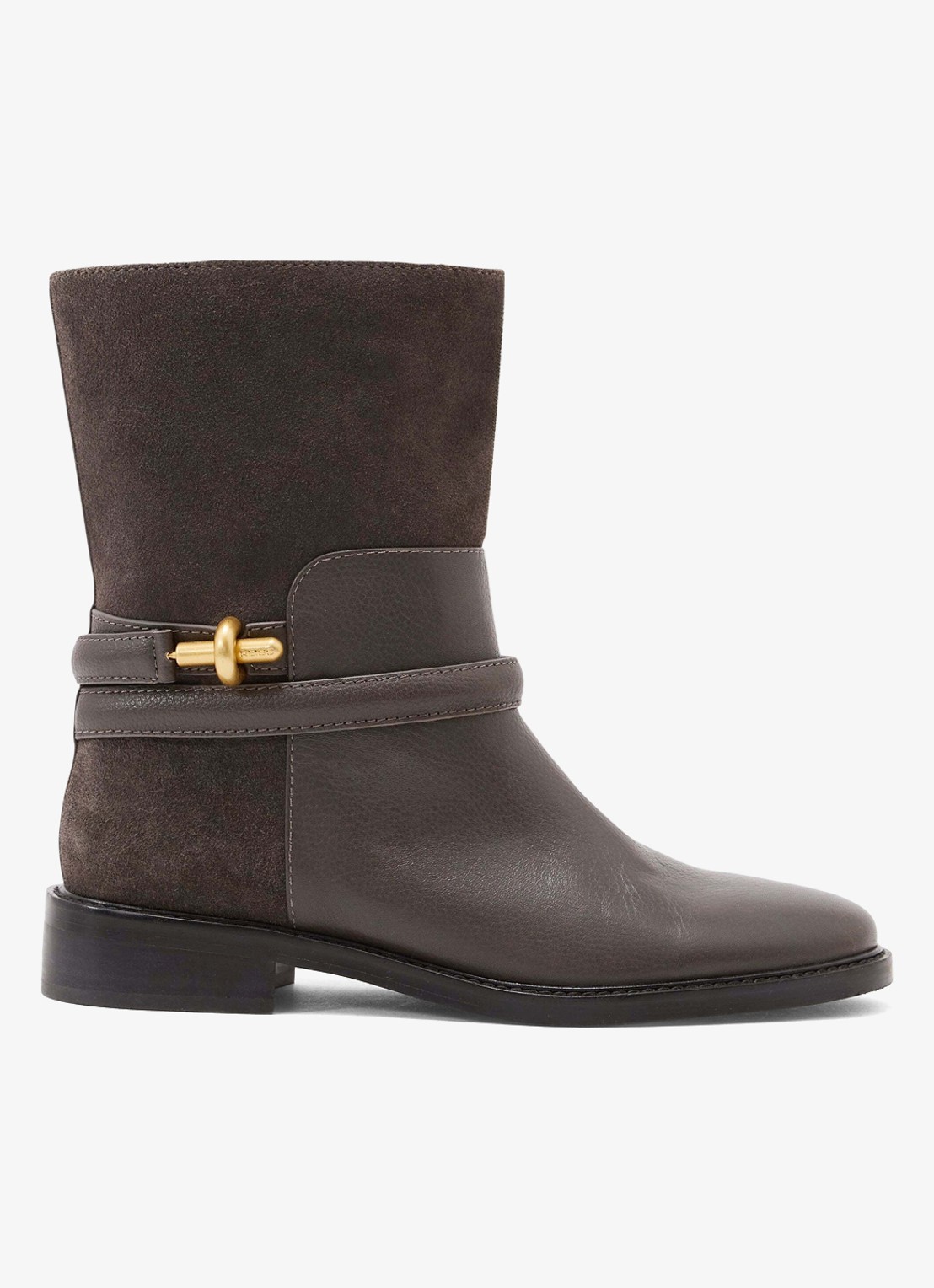 Reiss Rosalee enkellaars met gesp detail - voorkant 4 donkerbruin