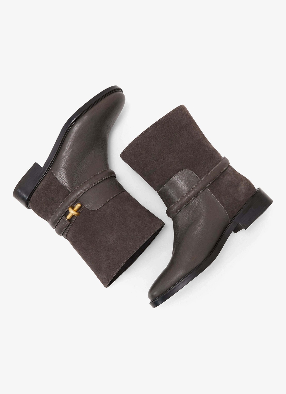 Reiss Rosalee enkellaars met gesp detail - voorkant 5 donkerbruin