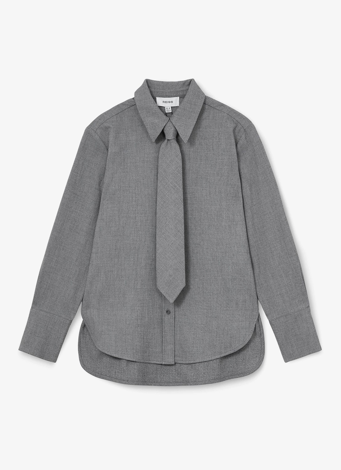 Reiss Rosaria blouse met afneembare stropdas - voorkant 6 donkergrijs