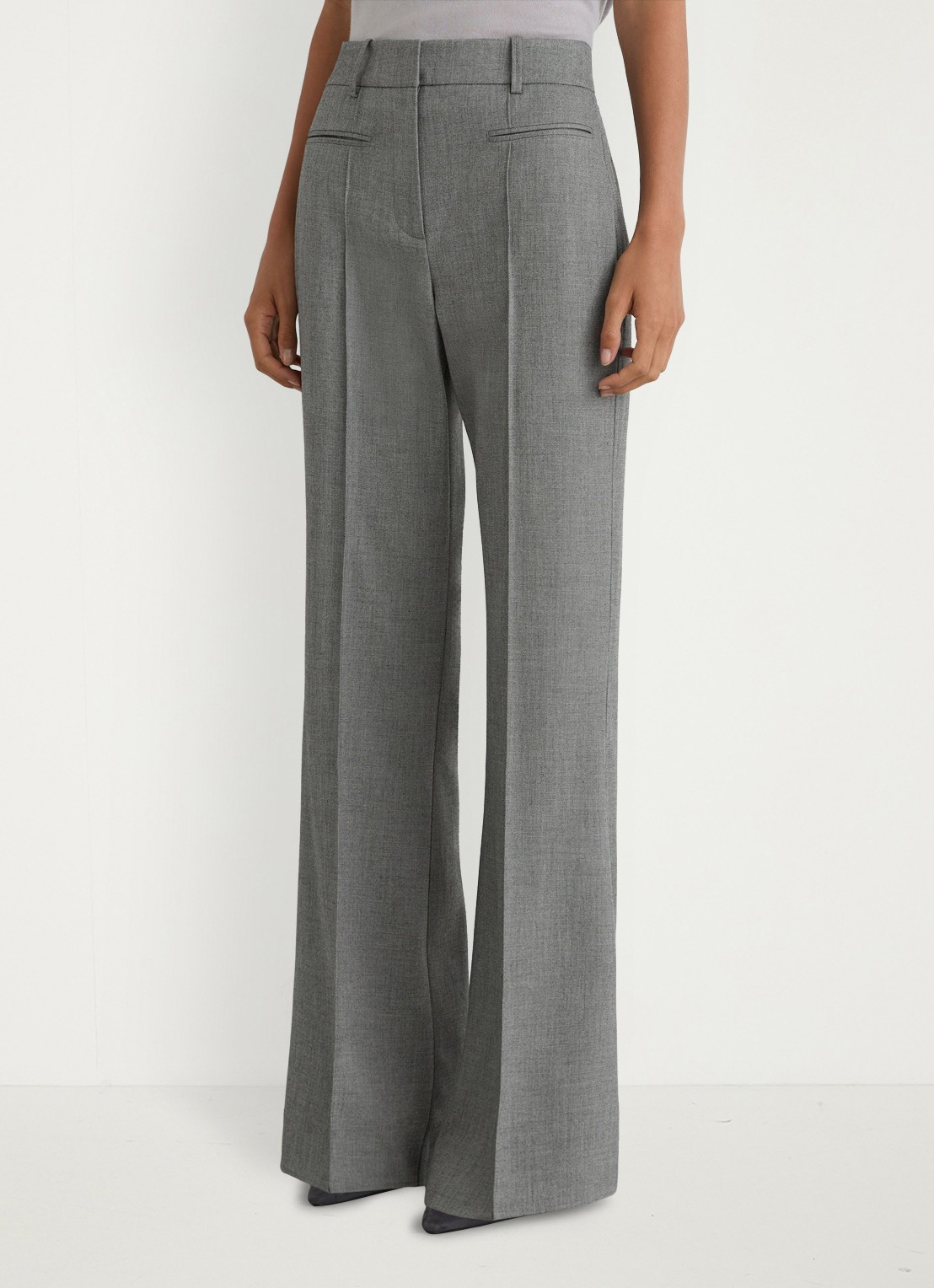 Reiss Rosaria high waist flared fit pantalon met steekzakken - detail grijs