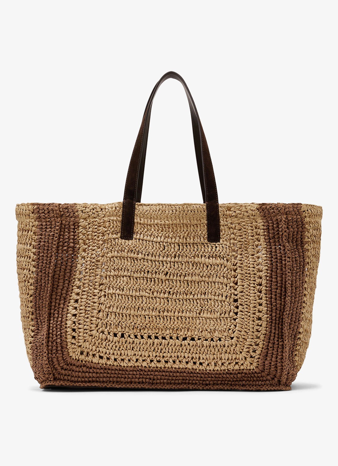 Reiss Rosie schoudertas van raffia - achterkant 3 natural / beige