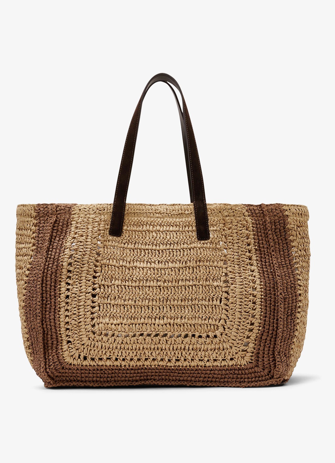Reiss Rosie schoudertas van raffia - voorkant natural / beige