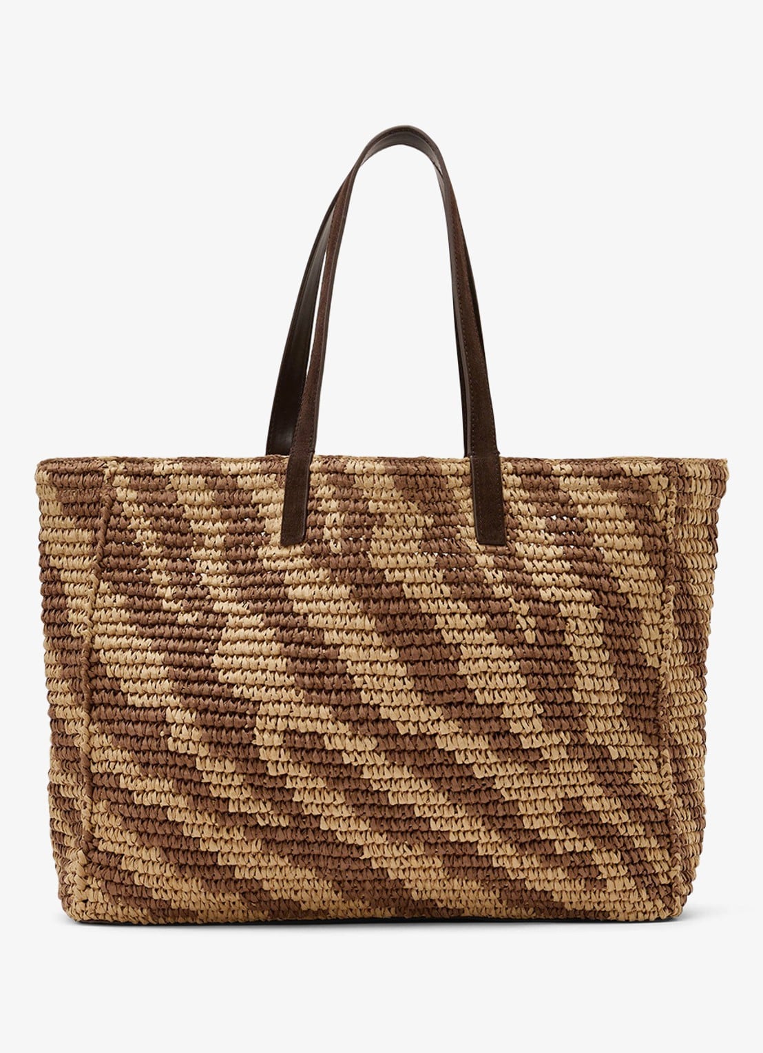 Reiss Rosie schoudertas van raffia - voorkant 4 natural/tan / beige