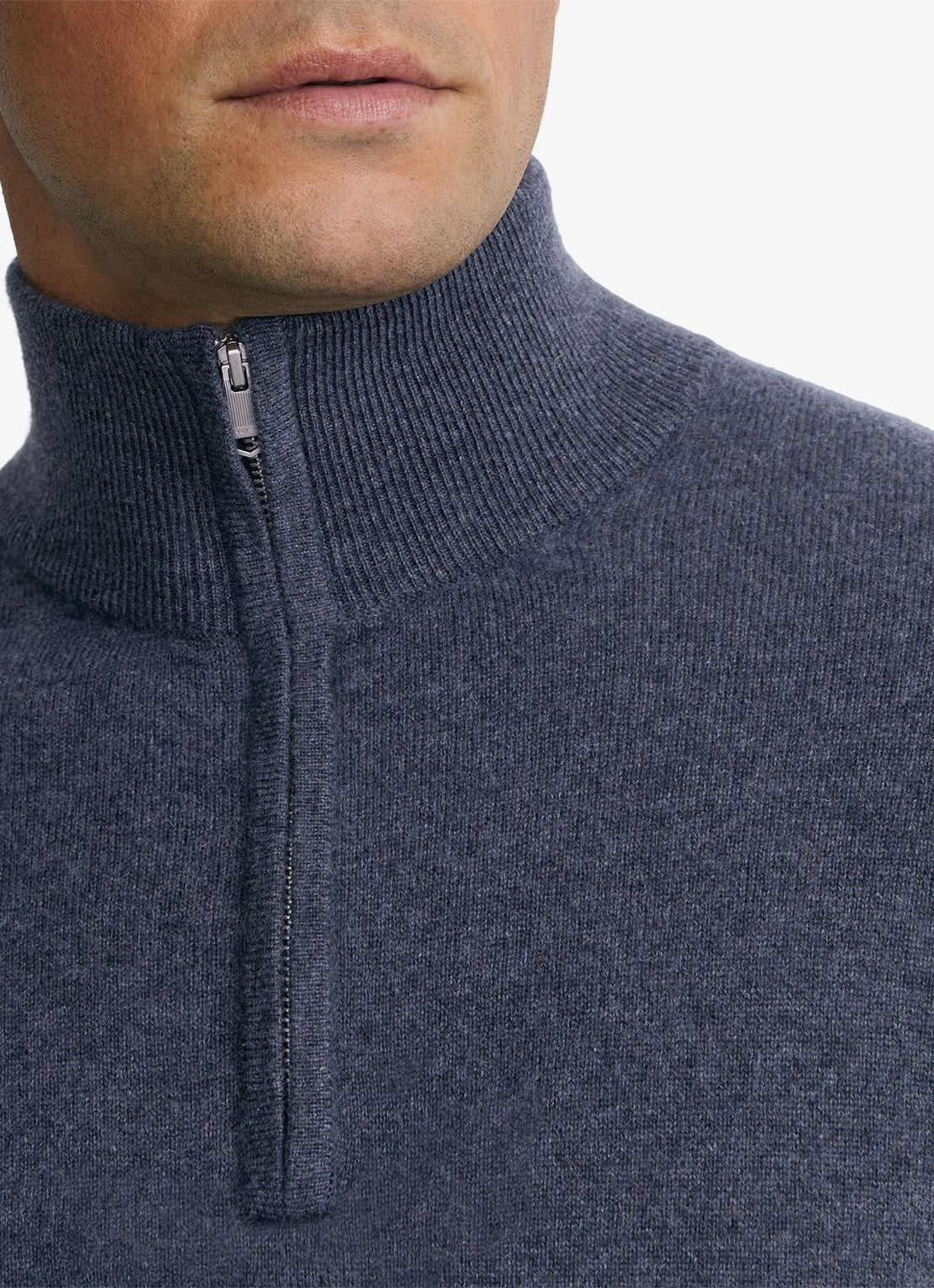 Reiss Royal fijngebreide trui van kasjmier - detail 2 blauwgrijs