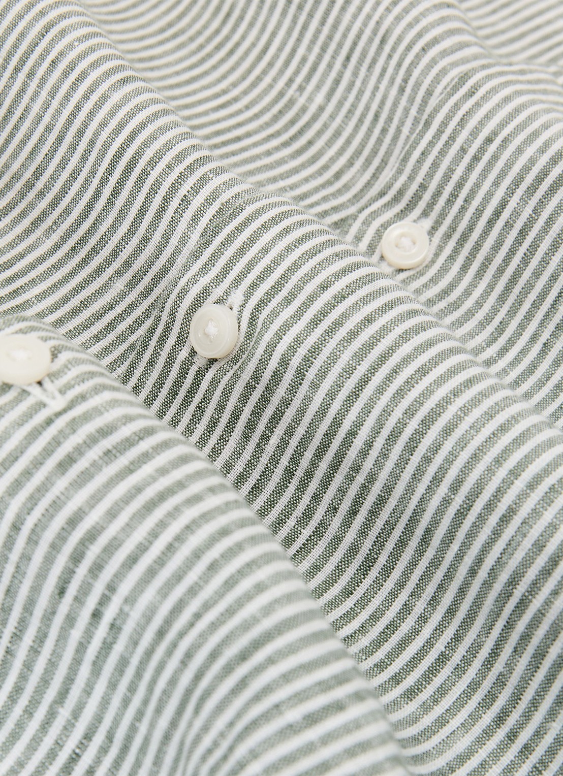 Reiss Ruban regular fit overhemd van linnen met streepprint - detail 6 donkerkhaki