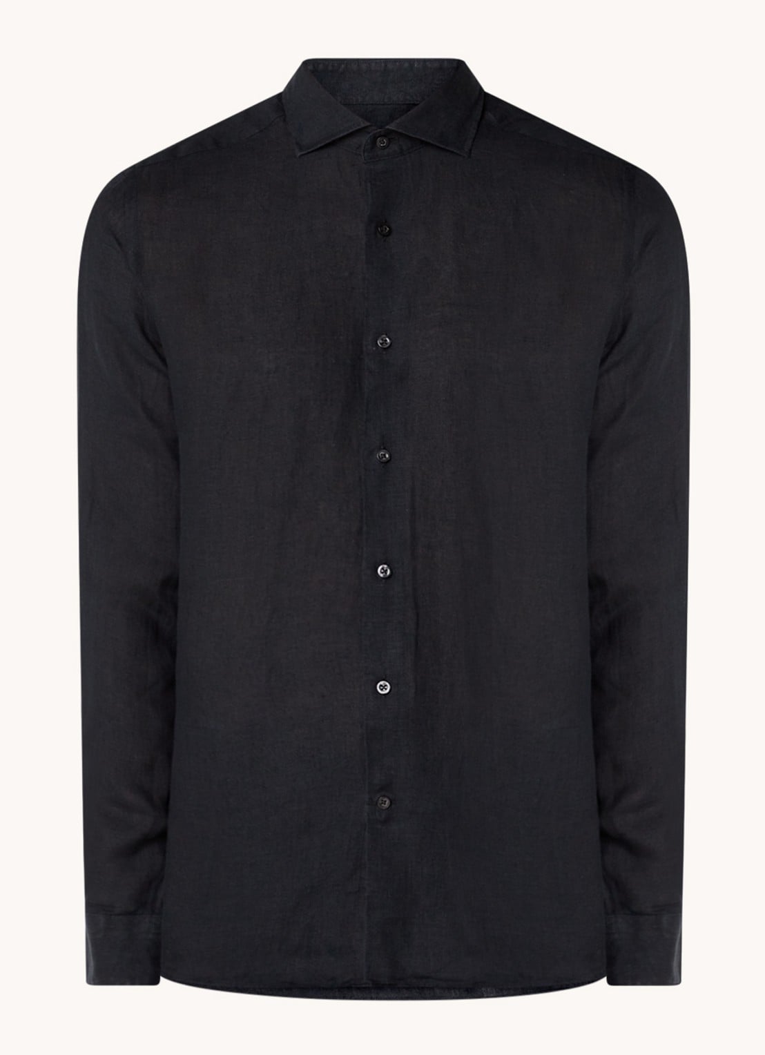 Reiss Ruban regular fit overhemd van linnen  - voorkant 3 zwart