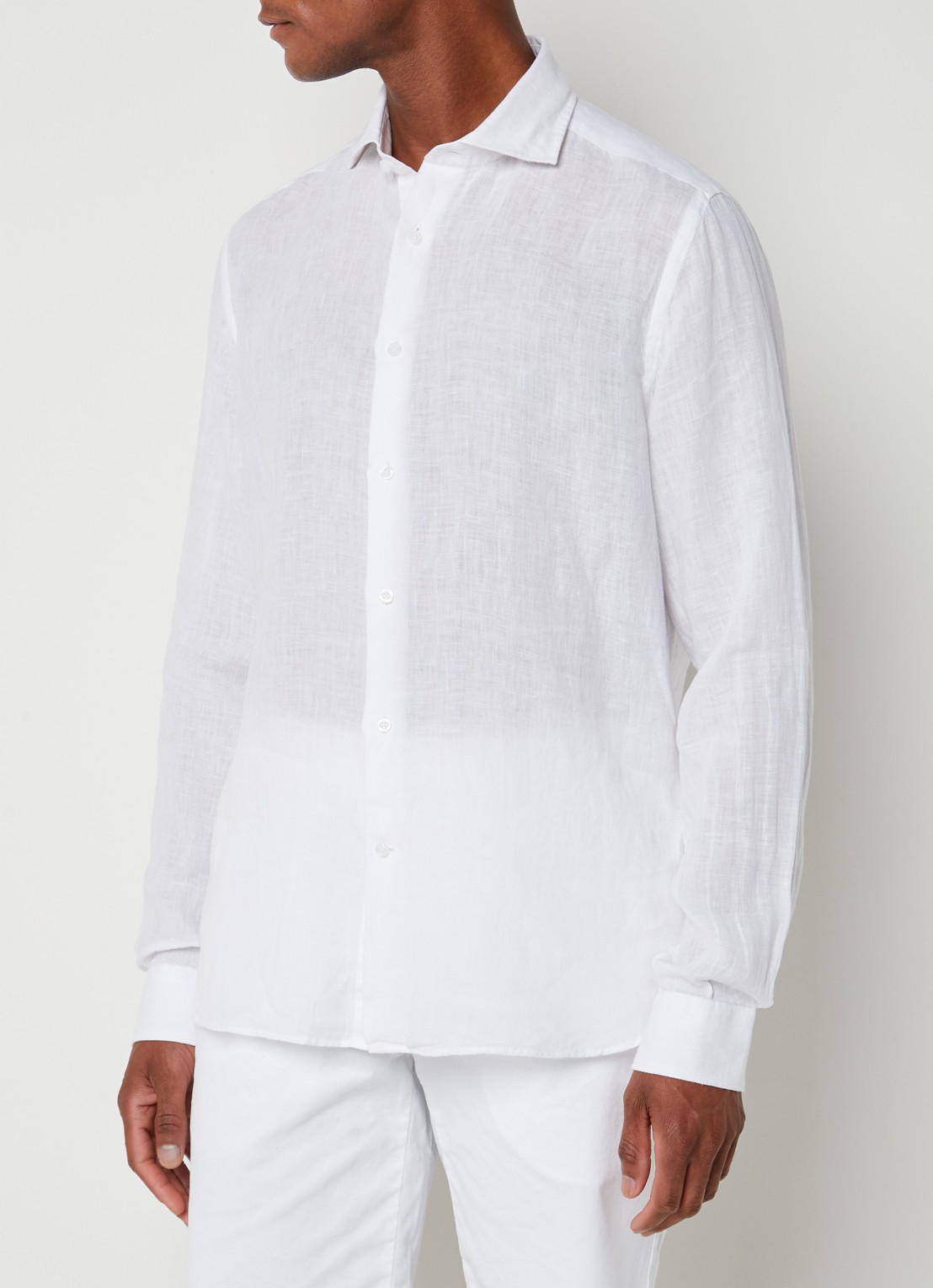 Reiss Ruban regular fit overhemd van linnen  - detail 3 wit